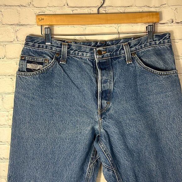 Diamond Gusset Men’s Jeans Button Fly Straight Leg Denim Jeans USA Workwear - Picture 2 of 8